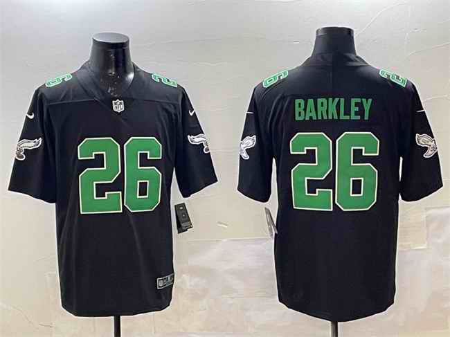 Men's Philadelphia Eagles #26 Saquon Barkley Black Throwback Vapor Untouchable Limited Stitched Football Jersey